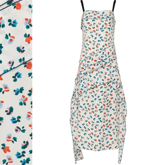 $650 RETAIL Jason Wu Floral Silk Midi Dress Mermaid Core - Picture 5 of 5